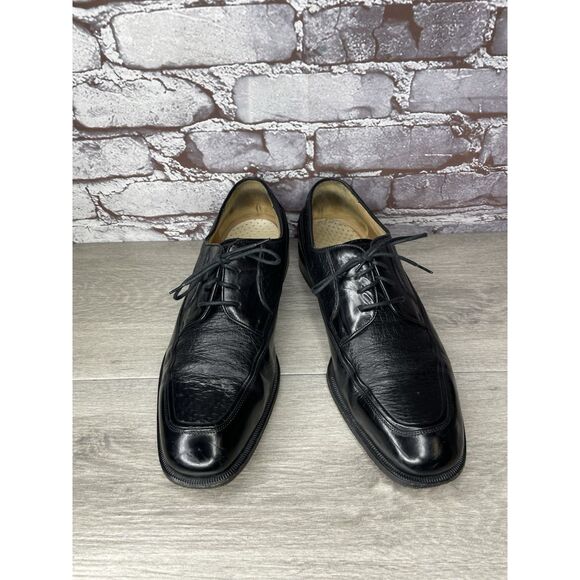 Johnston & Murphy Black Leather Square Toe  Italy Dress Shoes Men Sz 10M US/43EU - Picture 15 of 16
